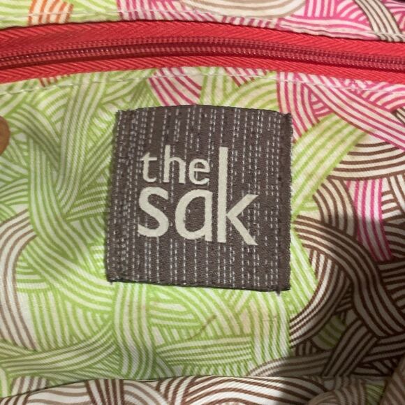 The Sak‎ Ventura Brown Canvas Leather Backpack Drawstring Tribal Aztec Womens - Picture 2 of 12